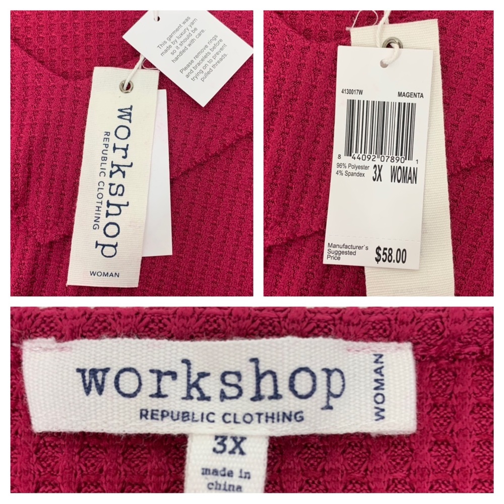 Workshop Republic Clothing Red Magenta Waffle Knit Sweater Soft Cozy & Stretchy - Picture 12 of 16